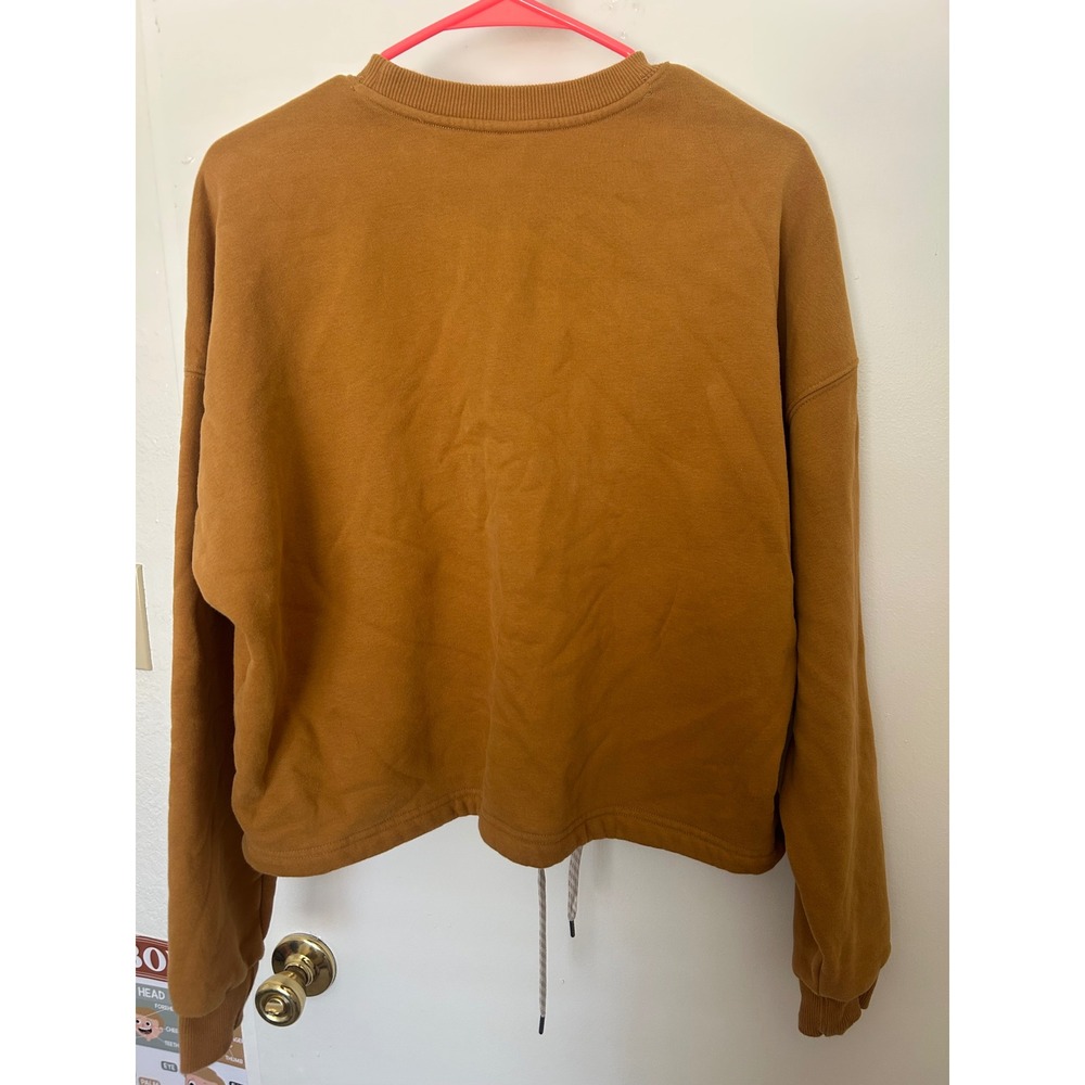Vuori Restore Sweatshirt Women M Brown Crewneck Pullover Cropped Drawstring Hem - Picture 5 of 7